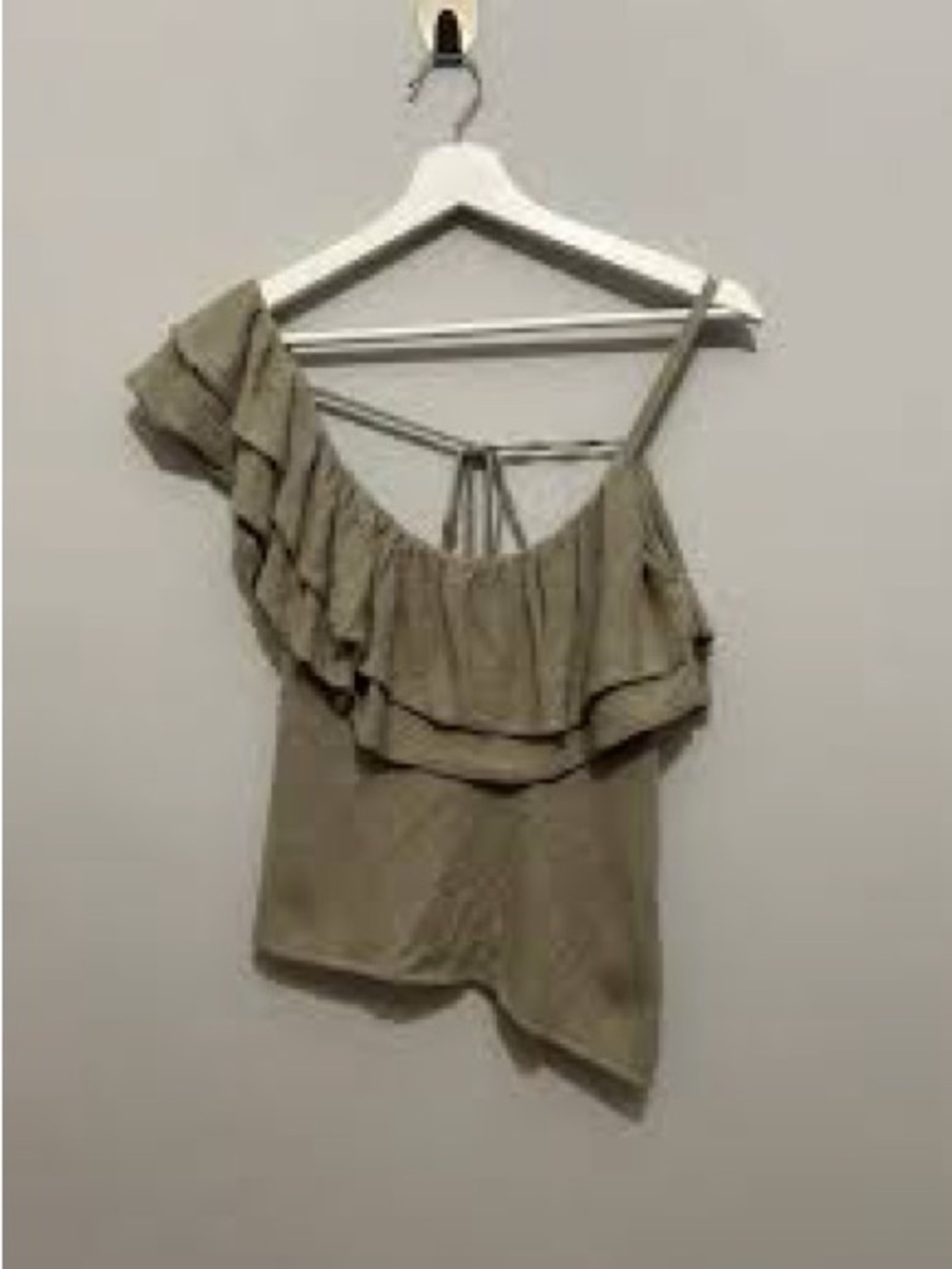 Zara Olive Green One-Shoulder Ruffle Camisole